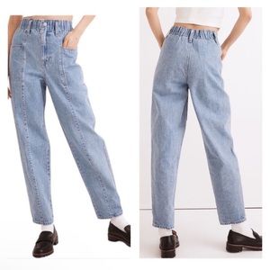 49 Madewell balloon high waisted paper bag cropped tapered denim blue jean